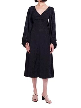 STAUD Black Silk Midi Dress Size 4